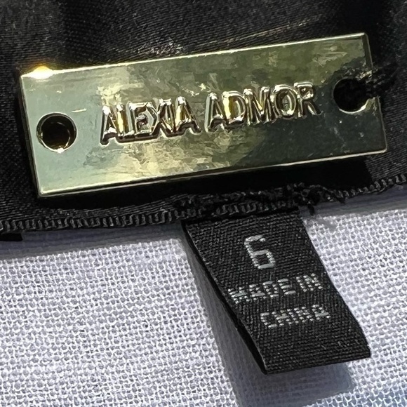 🌻Alexia Admor Blue Pink Linen Striped Button-Up Tie Short Sleeve Top Size 6 - Picture 11 of 11